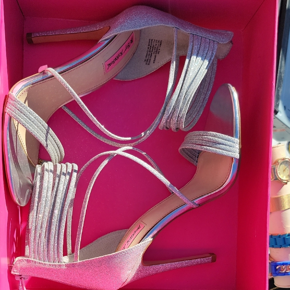 Elegant Silver Strappy Heels